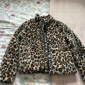 Leopard Print Faux Fur Jacket